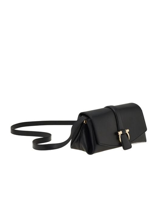 Ferragamo Black Ferragamo Front Flap Crossbody Bag
