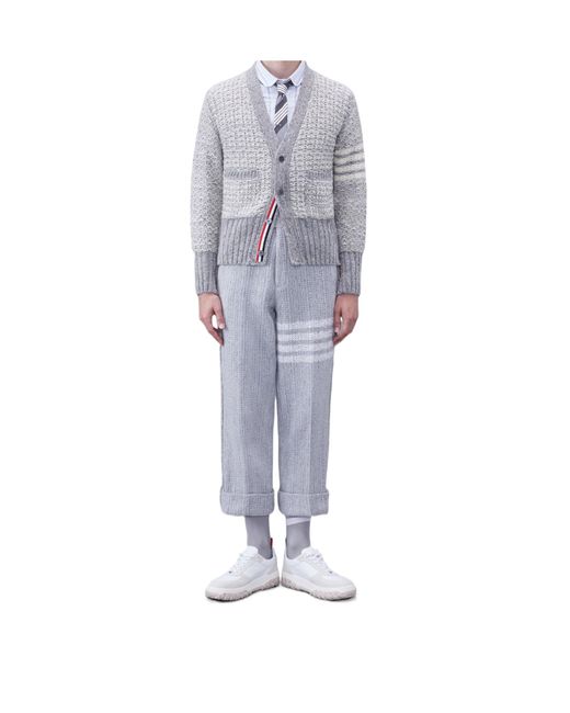 Thom Browne Natural Bar Mélange-Effect Button-Up Cardigan for men
