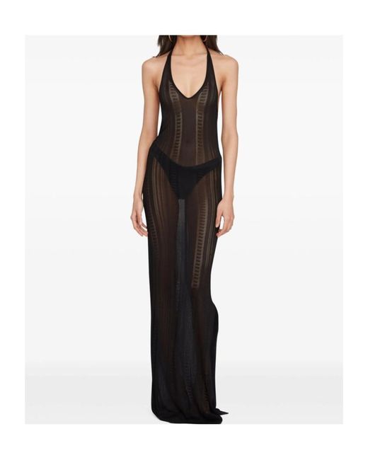 Donde Esteban Black Guayabera Knitted Maxi Dress