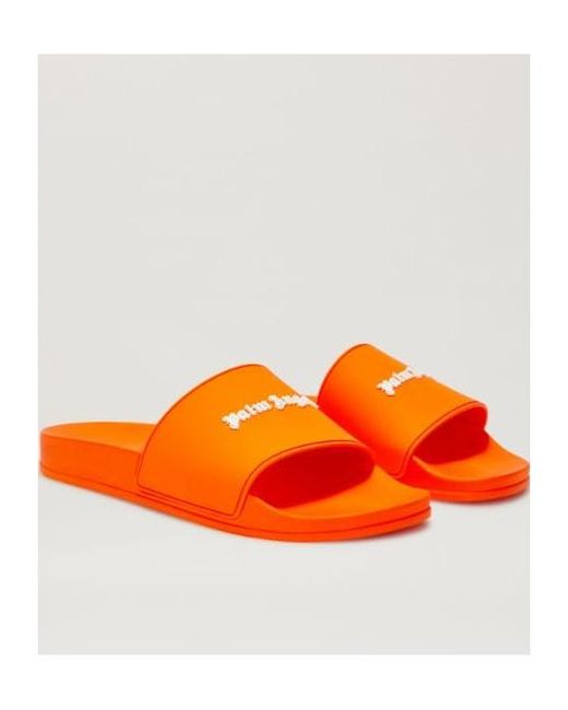 Palm Angels Orange Logo Embossed Slides for men