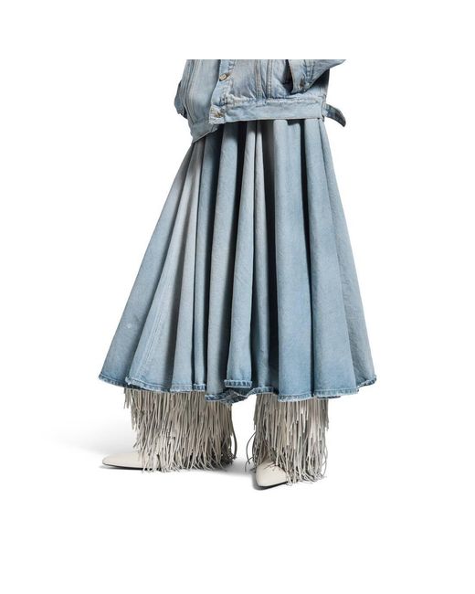 Balenciaga Blue Cotton Maxi Skirt