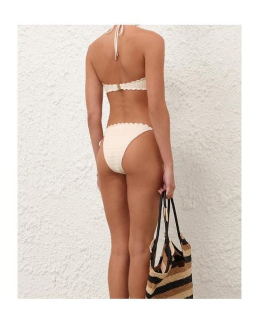 Zimmermann White Awaken Crochet Flower Bikini