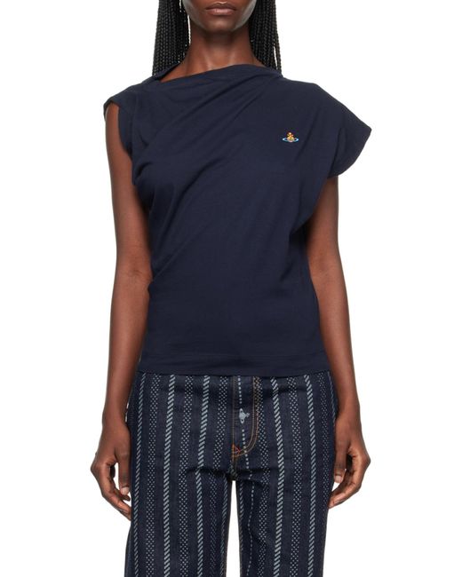 Vivienne Westwood Blue Irregular One-Sleeve T-Shirt
