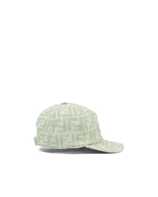 Fendi Green Logo-Pattern Cap