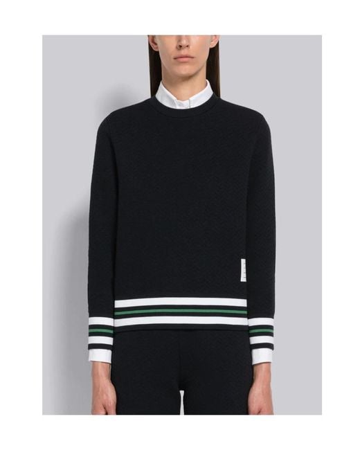 Thom Browne Blue Cricket Stripe Trim Sweatshirt