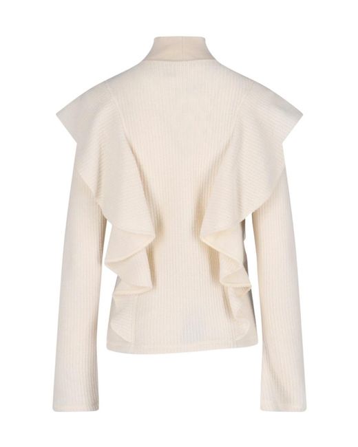 Chloé White Ruffled High-Neck Jumper
