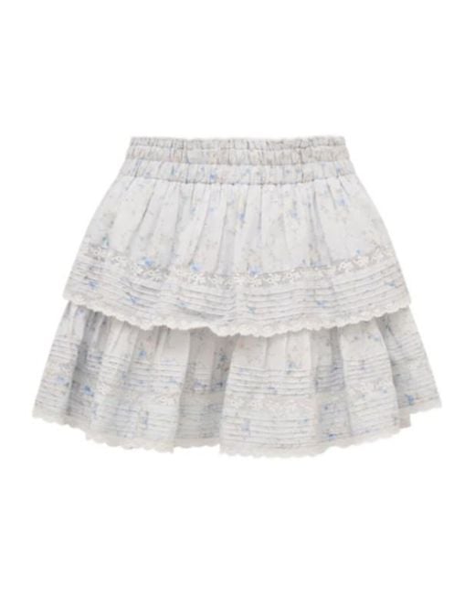 LoveShackFancy White Tiered Ruffle Mini Skirt