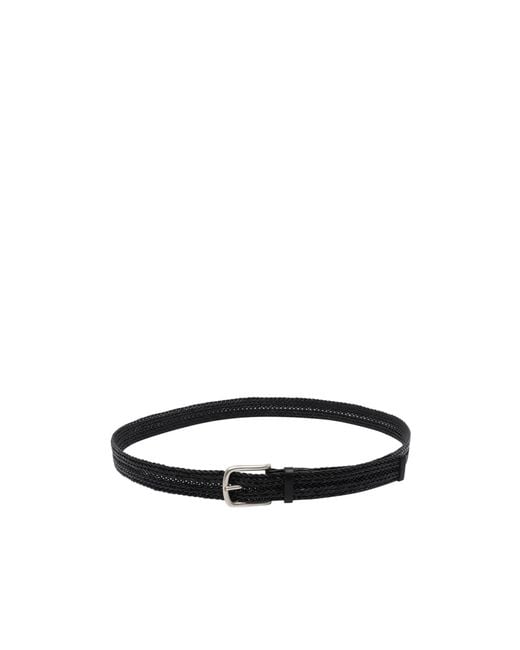 Orciani White Woven Slim Belt for men