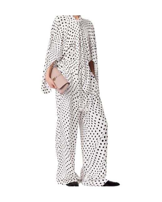 Stella McCartney White Drawstring Viscose Pants With Elasticated Waistband And Side Slit Pockets