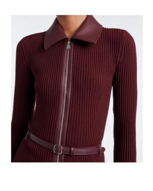 Jonathan Simkhai Purple Ismelle Belted Ribbed-Knit Shirt Dress