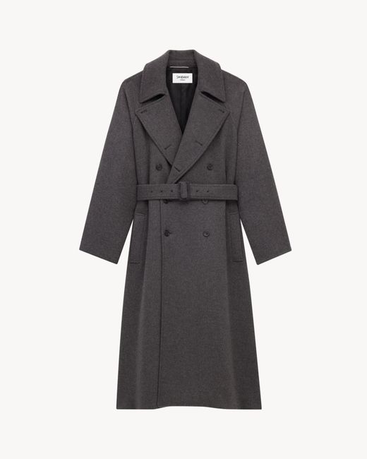 Saint Laurent Gray Long Coat for men