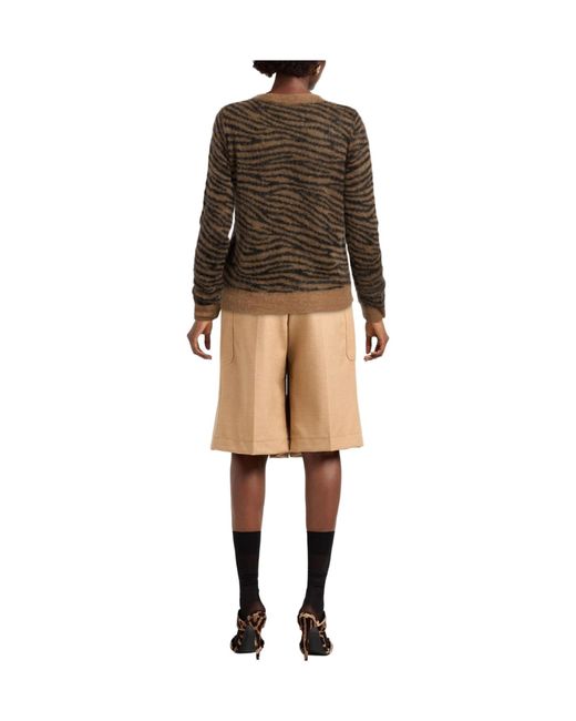Max Mara Brown Lightweight Tiger-Striped Knitted Sweater