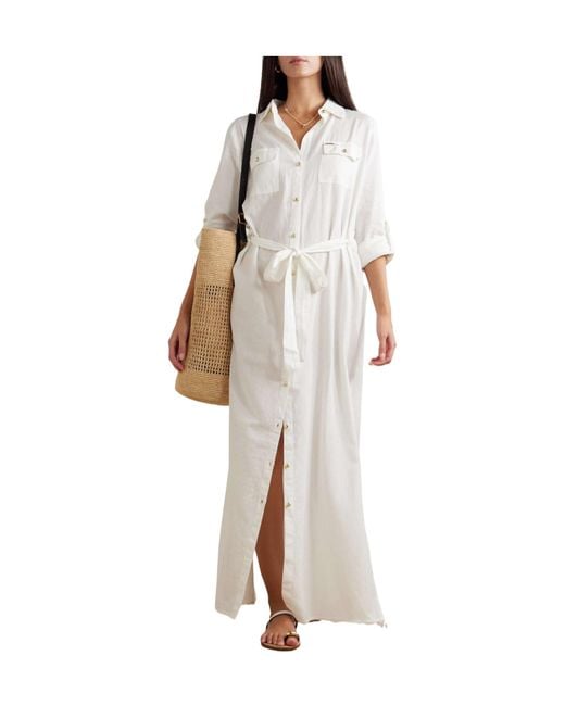 Melissa Odabash White Blend Maxi Shirt Dress