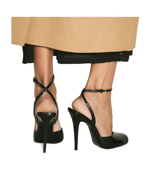 Saint Laurent Black 110Mm La Scandale Patent-Leather Sandals