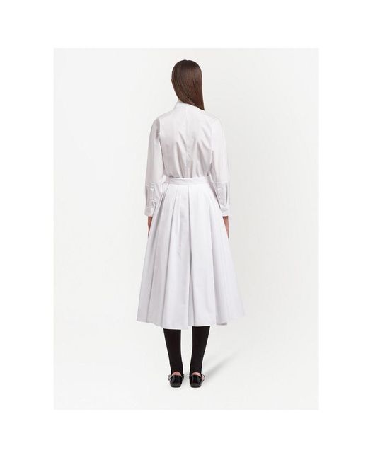 Prada White Girded Waist Pleated Skirt