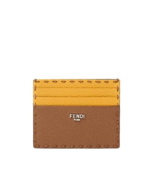 Fendi Orange Selleria Card Case for men