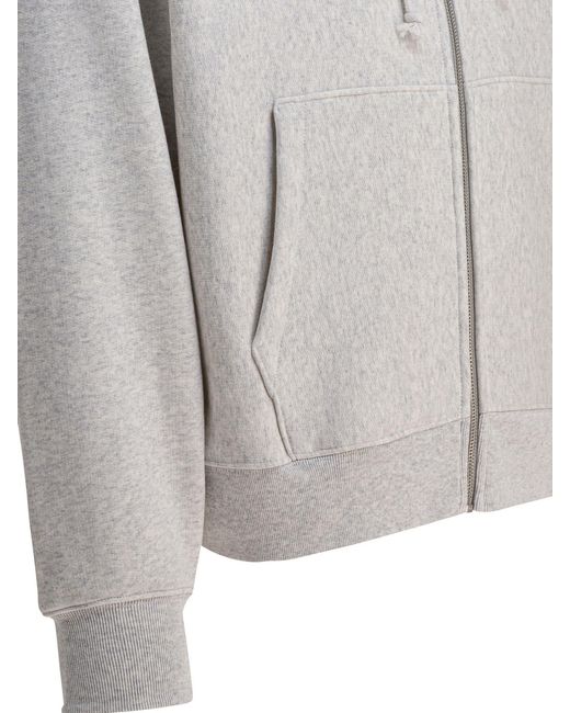 Stussy Gray Stüssy Zip-Up Hoodie Sweater for men