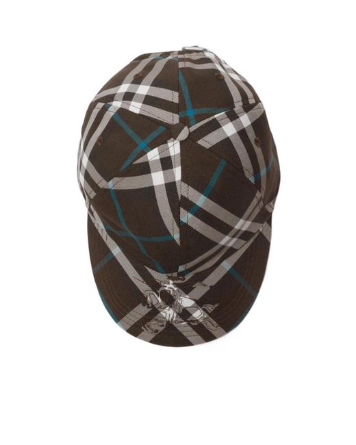Burberry Gray Checked Baseball Cap for men