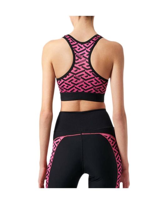Versace Black La Greca Logo-Print Sports Bra