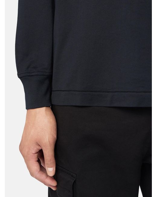 Stone Island Blue Long Sleeved Compass Patch T-Shirt for men