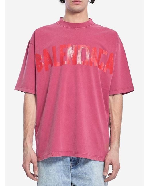 BALENCIAGA Tape Type 半袖 Tシャツ コットン ピンク 関税送料込 BALENCIAGA Tape Type 半袖 Tシャツ コットン ピンク 関税送料込