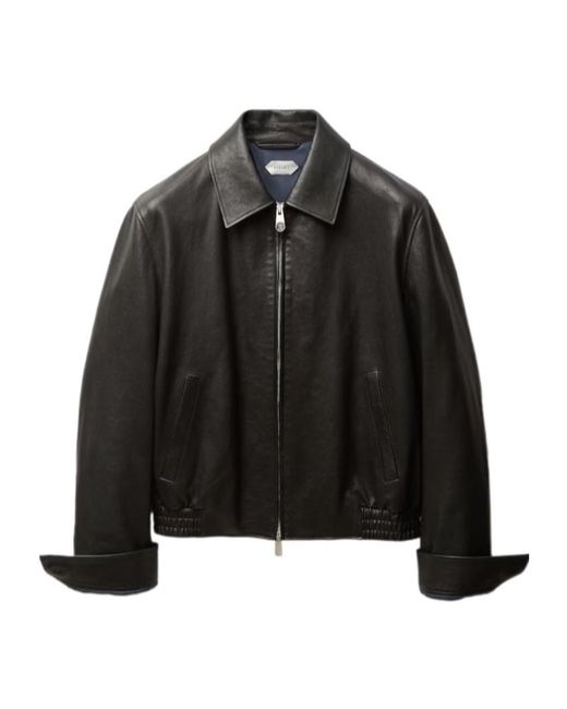Versace Black Zip-Up Leather Blouson for men