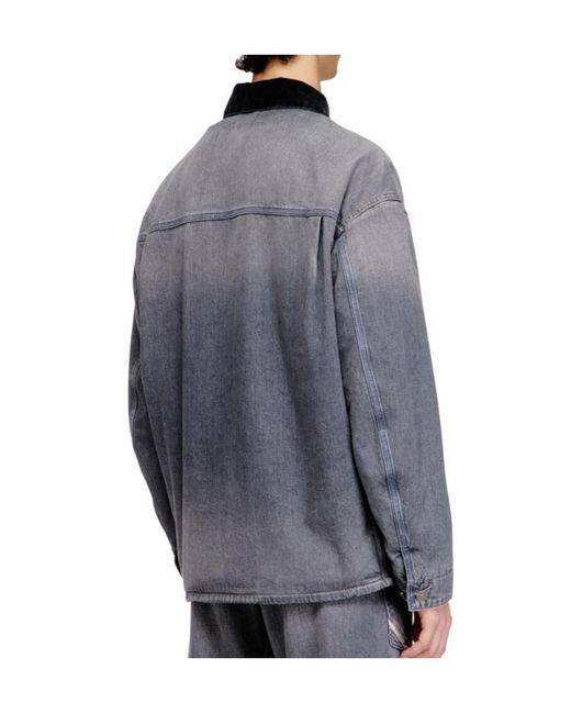 DIESEL Blue D-Stack-U-L Utility Style Denim Jacket for men