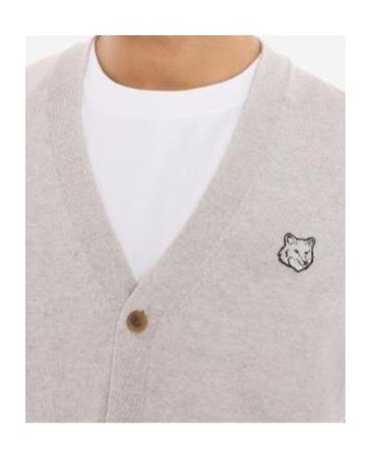 Maison Kitsuné White Maison Kitsuné Bold Fox Head Patch Regular Cardigan for men