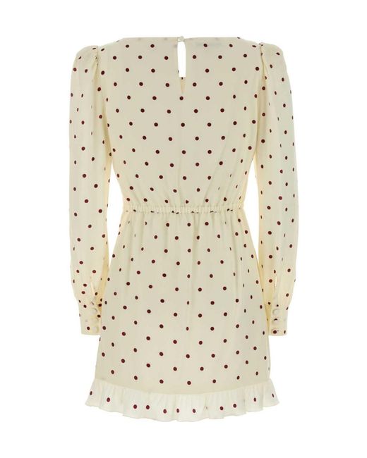 Alessandra Rich Natural Printed Silk Mini Dress