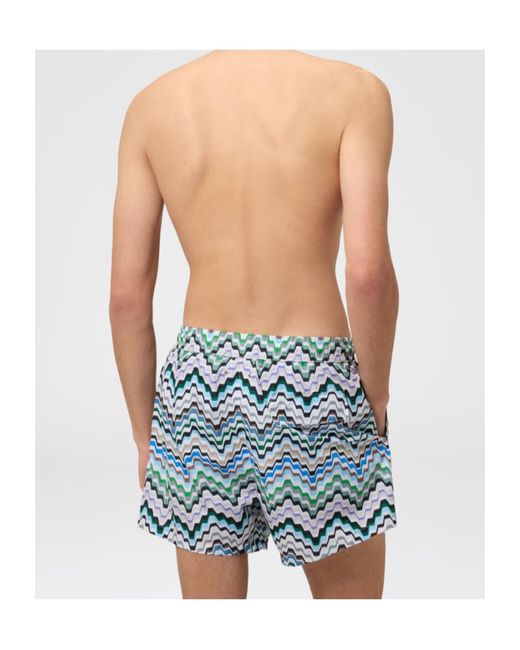 Missoni Blue Zigzag-Print Swim Shorts for men