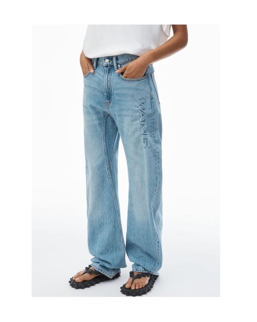 Alexander Wang Blue Logo Embossed Mid Rise Jeans