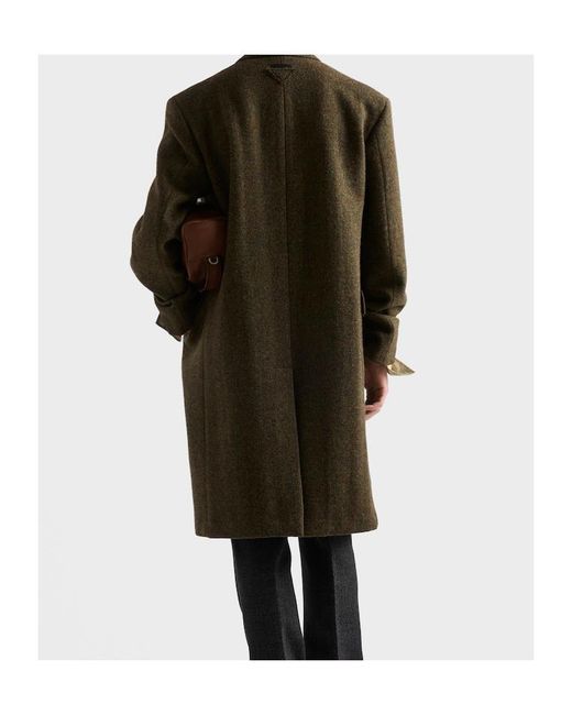 Prada Green Single-Breasted Wool Coat for men