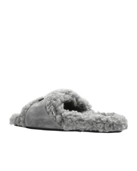 Balenciaga Gray Plush Slippers