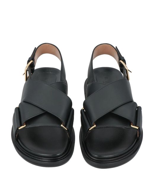 Marni Black Round-Toe One-Strap Sandals