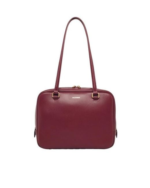 Jil Sander Purple Logo Printed Medium Vision Bag