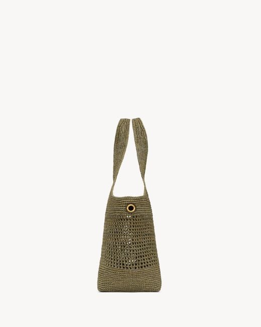 Saint Laurent Green Icare Raffia Medium Handbag