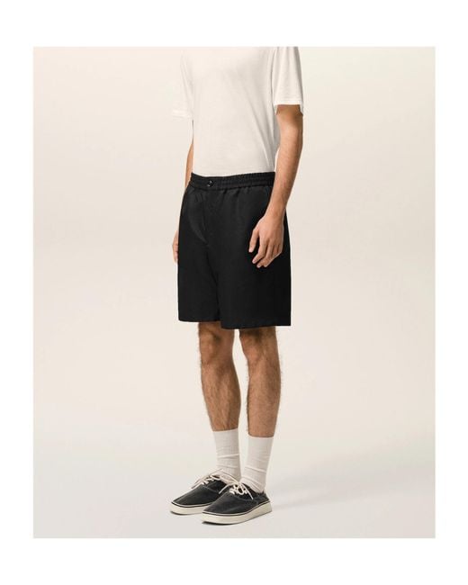AMI Black Ami Elastic Waist Nylon Shorts for men