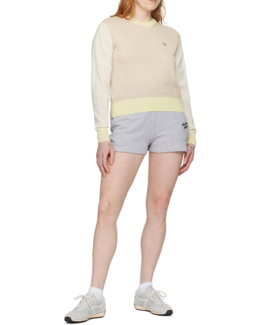 Maison Kitsuné White Wool Round-Neck Long-Sleeve Sweater