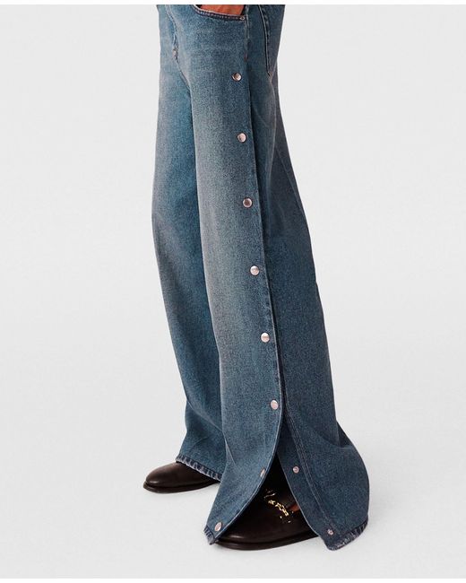 Stella McCartney Blue Popper-Studded Bootcut Denim Jeans