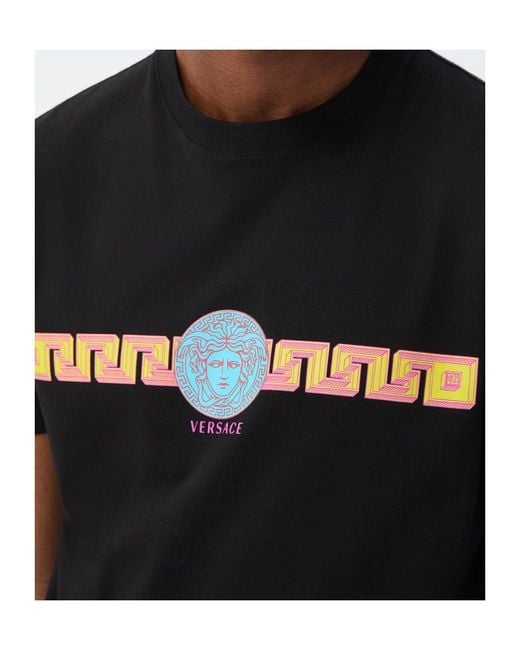 Versace Black Printed Cotton-Jersey Slim T-Shirt for men