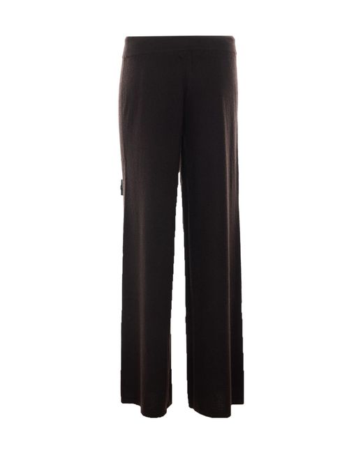 Lisa Yang Black Drawstring Wide-Leg Knitted Trousers