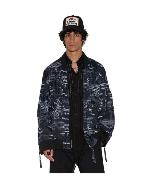 DSquared² Blue Graphic-Print Bomber Jacket for men