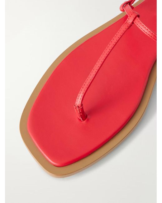 Totême Red T-Strap Flat Sandals