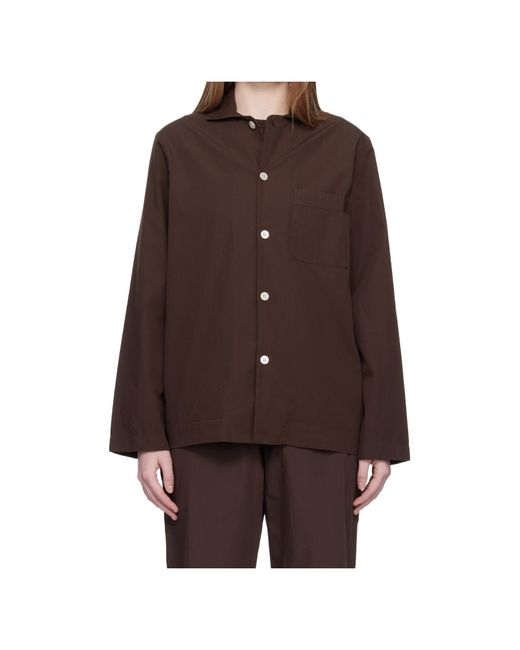 Tekla Brown Long-Sleeved Pajama Shirt for men