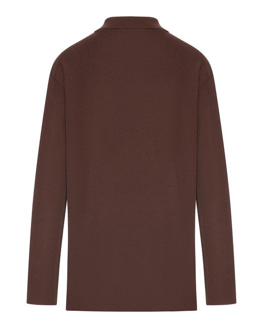 Miu Miu Brown Collared Long-Sleeved Knit Sweater