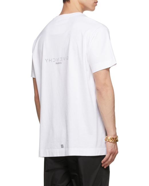 Givenchy White Logo Printed Round Neck Oversized T-Shirt for men
