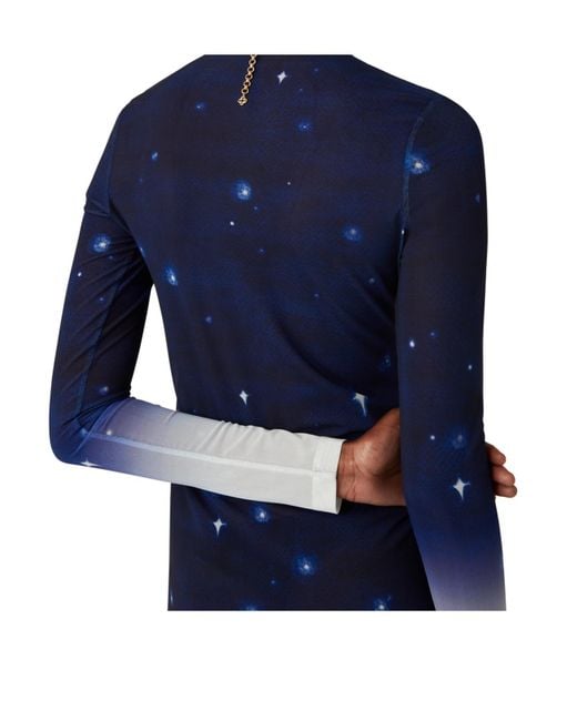 Casablanca Blue Graphic Printed High-Neck Top