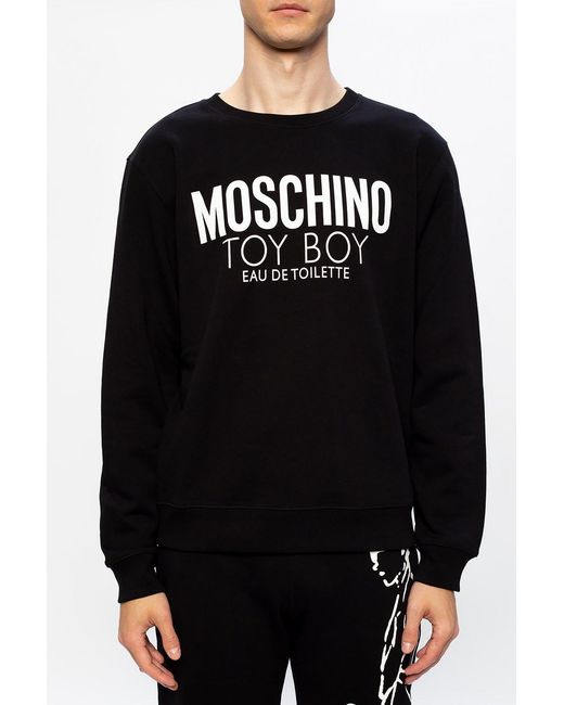 Moschino Black Logo-Print Drawstring Hoodie for men