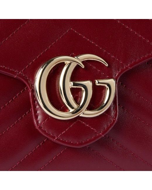 Gucci Red Logo Plaque Quilted Clutch Bag