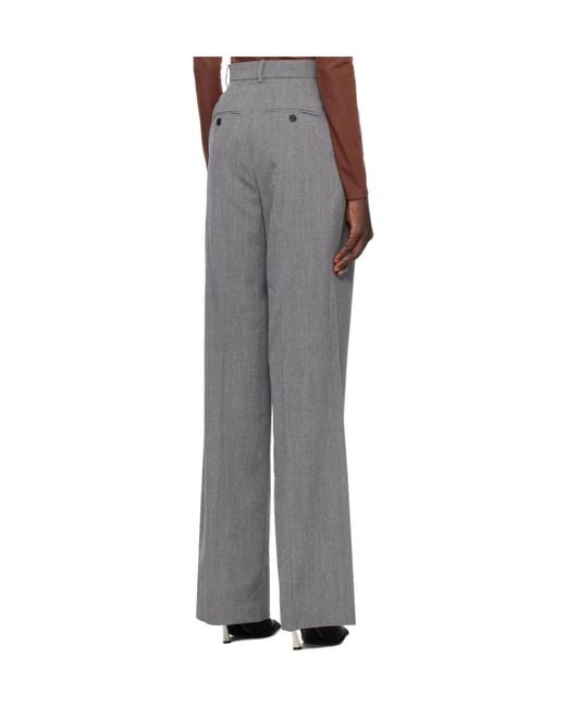 Pushbutton Gray Shoulder Puff Casual Pants